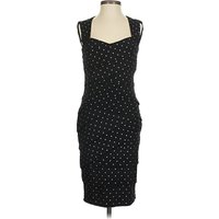 White House Black Market Cocktail Dress - Bodycon: Black Polka Dots Pattern Dresses - Used - Size
