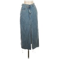 Happily Grey Denim Skirt: Blue Bottoms - Size