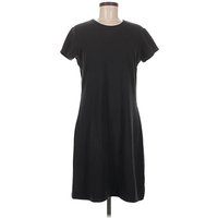 Sahalie Casual Dress - Shift: Black Solid Pattern Dresses - Used