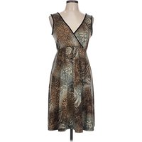 Dream Dance by Line Art Cocktail Dress - Wrap: Brown Animal Print Pattern Dresses - Used