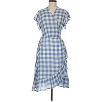 Rails Casual Dress - Wrap: Blue CheckeredGingham Pattern Dresses - Used