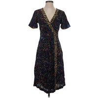 Maeve by Anthropologie Cocktail Dress - Wrap: Black Stars Pattern Dresses - Used - Size