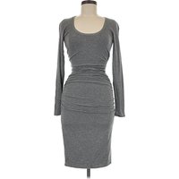 Casual Dress - Bodycon: Gray Solid Pattern Dresses - Used