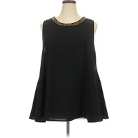 WD.NY Sleeveless Blouse: Black Solid Pattern Tops - Size X