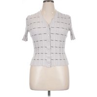 Lafayette New York Short Sleeve Blouse: Gray Tops - Size X
