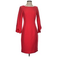 White House Black Market Cocktail Dress - Sheath: Red Solid Pattern Dresses - Used - Size