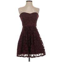 Delia's Cocktail Dress - Party: Burgundy Hearts Pattern Dresses - Used - Size
