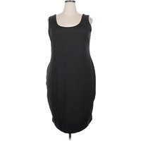 Shein Curve Casual Dress - Sheath: Black Solid Pattern Dresses - Used - Size Plus