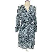 Ann Taylor LOFT Outlet Casual Dress - Wrap: Blue Print Pattern Dresses - Used