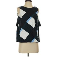 Ann Taylor Sleeveless Blouse: Blue Tops - Size Small Petite