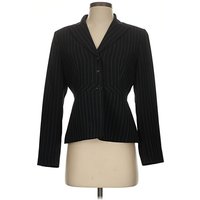 Tahari by ASL Blazer Jacket: Black Stripes Pattern Jackets & Outerwear - Size Petite