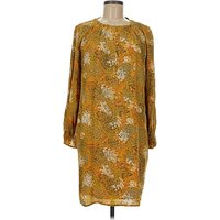 Ann Taylor LOFT Casual Dress - Popover: Gold Print Pattern Dresses - Used