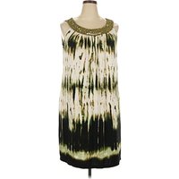 DressBarn Cocktail Dress - Shift: Green Tie-dye Pattern Dresses - Used - Size