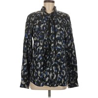 Theory Long Sleeve Blouse: Black Animal Print Pattern Tops