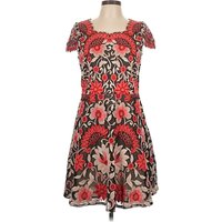 Baraschi Cocktail Dress: Red Print Pattern Dresses - Used - Size
