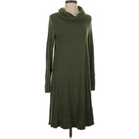 Lou & Grey for LOFT Casual Dress - Sweater Dress: Green Solid Pattern Dresses - Used