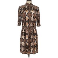 White House Black Market Cocktail Dress: Brown Animal Print Pattern Dresses - Used