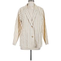 Very J Blazer Jacket: Ivory Stripes Pattern Jackets & Outerwear
