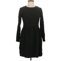 Frank And Oak Casual Dress - Sweater Dress: Black Solid Pattern Dresses - Used