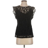White House Black Market Sleeveless Blouse: Black Tops - Size