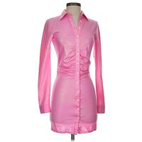SINNA Casual Dress - Shirtdress: Pink Solid Pattern Dresses - New