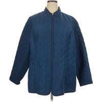 Woman Within Coat: Blue Argyle Pattern Jackets & Outerwear - Size