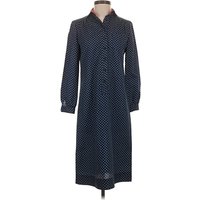 Schrader Sports Casual Dress - Shirtdress: Blue Polka Dots Pattern Dresses - Used