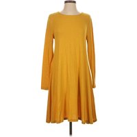 Old Navy Casual Dress - Sweater Dress: Yellow Solid Pattern Dresses - Used