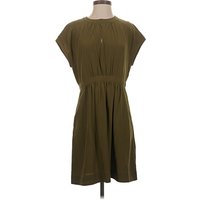 Madewell Casual Dress - Popover: Green Solid Pattern Dresses - Used - Size