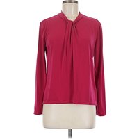 Investments Long Sleeve Blouse: Burgundy Tops - Size Medium Petite