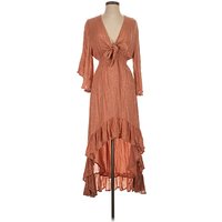 Sundress Casual Dress - Wrap: Brown Dresses - Used - Size X