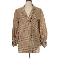 Lela Rose Blazer Jacket: Brown Houndstooth Pattern Jackets & Outerwear - Size
