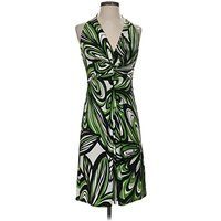 Muse Cocktail Dress - Wrap: Green Tropical Pattern Dresses - Used - Size