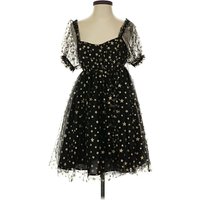 Unique Vintage Cocktail Dress: Black Stars Pattern Dresses - New