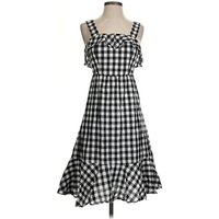J.Crew Factory Store Casual Dress: Black CheckeredGingham Pattern Dresses - Used - Size