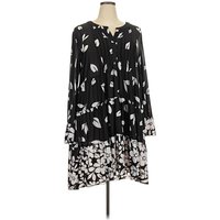 Ice Silk Casual Dress: Black Print Pattern Dresses - Used - Size X