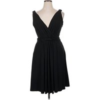 Calvin Klein Cocktail Dress - Wrap: Black Solid Pattern Dresses - Used - Size