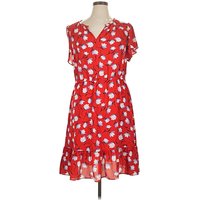 Talbots Casual Dress - Wrap: Red Print Pattern Dresses - Used - Size Petite