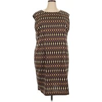 Roz & Ali Cocktail Dress - Sheath: Brown Graphic Pattern Dresses - Used - Size