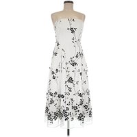 Papell Boutique Evening Cocktail Dress: White Graphic Pattern Dresses - Size Petite