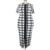 Shein Curve Cocktail Dress: White Graphic Pattern Dresses - Size Plus