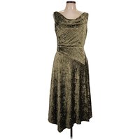 Donna Karan New York Cocktail Dress: Gold Metallic Pattern Dresses - Used - Size