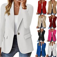 women's autumn long-sleeved solid color cardigan blazer for women