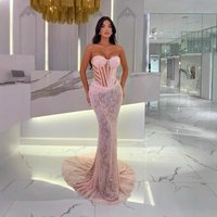 Elegant Mermaid Tail Sequin Evening Dress - Strapless High Waist Bodycon Long Gown For Parties & Bridesmaids