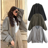 Women's Urban Loose Fit Pilot Jacket - Spring Autumn Casual Bomber Style Coat