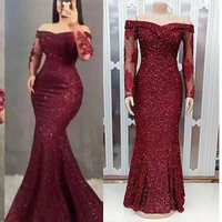 Women's Clothing New Velvet Sequin Long Sleeve Lace Flower Fishtail Long Skirt Autumn and Winter Slim Hip Dress SST