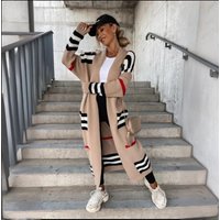 Oversized Longline Cardigan - % Lambswool Streetwear Coat BeigeBlackCamelGray, S-X
