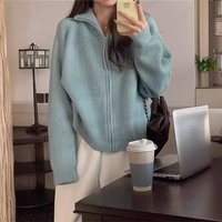 Women's Stand Collar Ribbed Knit Cardigan Dual-Zipper Soft Oversized Sweater Cozy FallWinter Coatigan, Slimming Layering Piece​