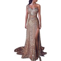 Women's Clothing Summer Halter Neck Dress Long Banquet Style Sexy And High End One Shoulder Stamping Long Evening Dress