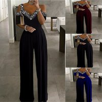 Christmas Thanksgiving Halloween Valentine's Day New Women's Wide Leg Waist Wrapped Jumpsuit, Printed Dress